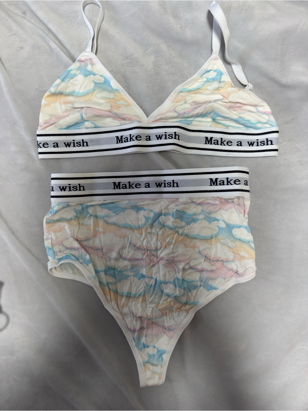 POP UNDERWEAR Make a Wish Pastel Cloud Bralette & High-Waist Brief Set